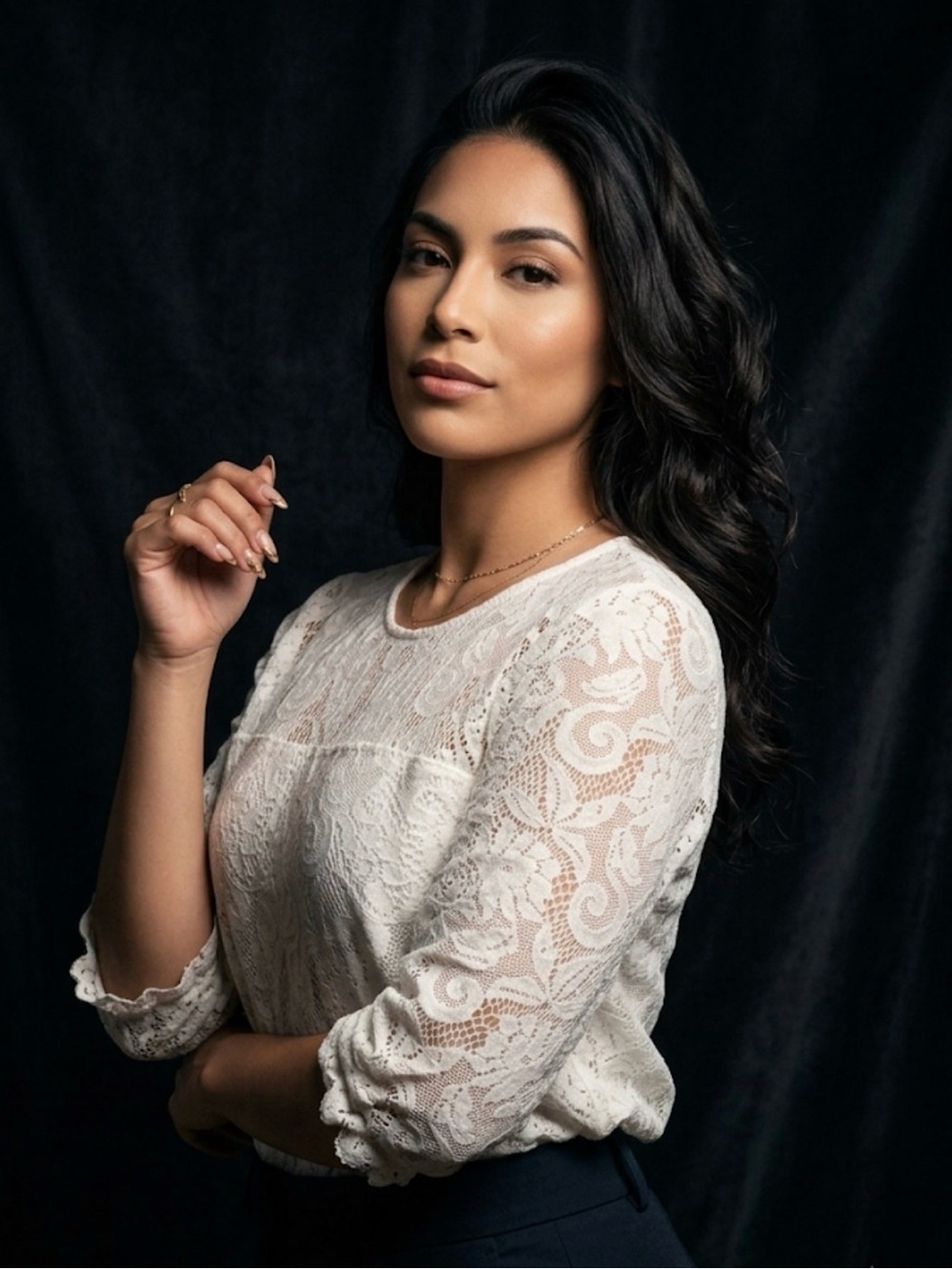 Anthropologie Cream Lace Long-Sleeve Blouse
